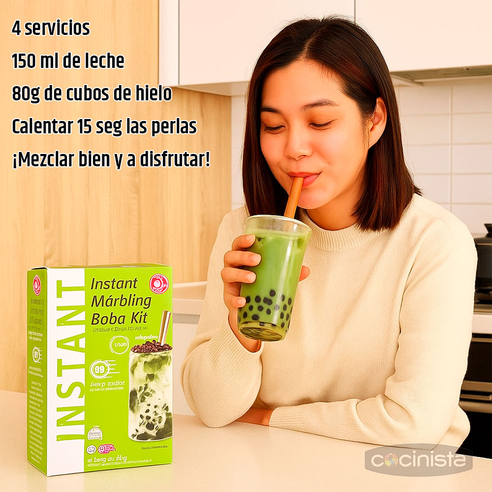 Kit Bubble Tea Matcha (Té de burbujas)  - 4 servicios - 