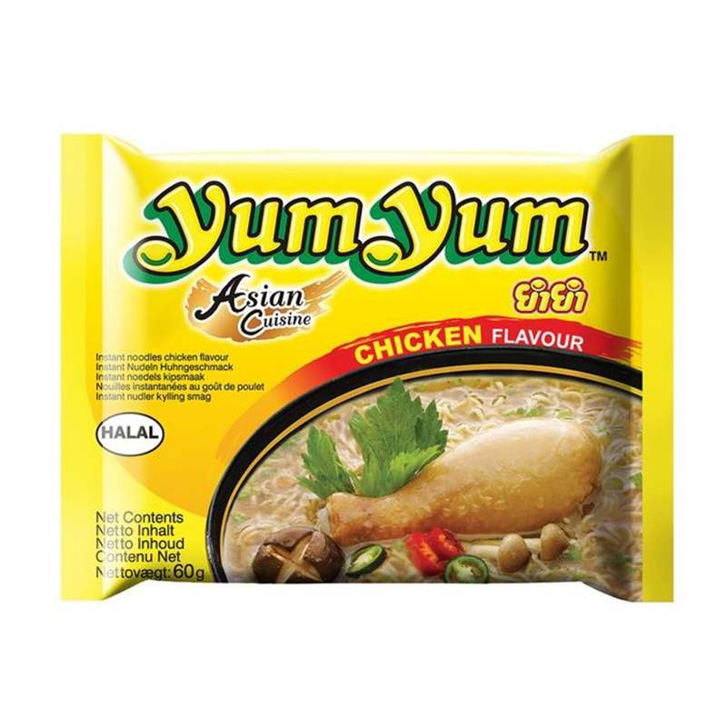Noodles instantáneos sabor a pollo - 60g - Pack de 5 unidades - Yum Yum