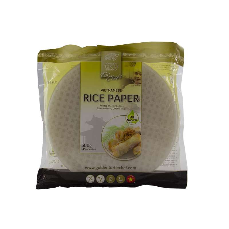 Papel de arroz redondo 22cm 45 hojas - 500g - Golden Turtle